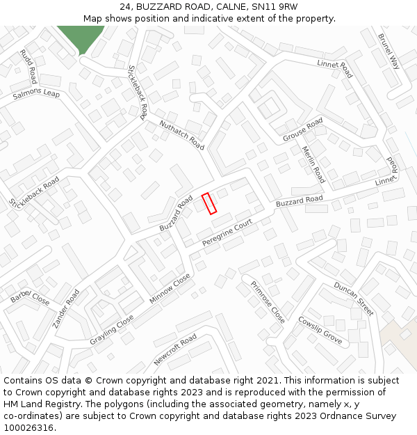 24, BUZZARD ROAD, CALNE, SN11 9RW: Location map and indicative extent of plot