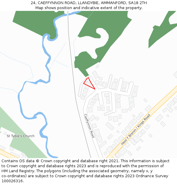 24, CAEFFYNNON ROAD, LLANDYBIE, AMMANFORD, SA18 2TH: Location map and indicative extent of plot