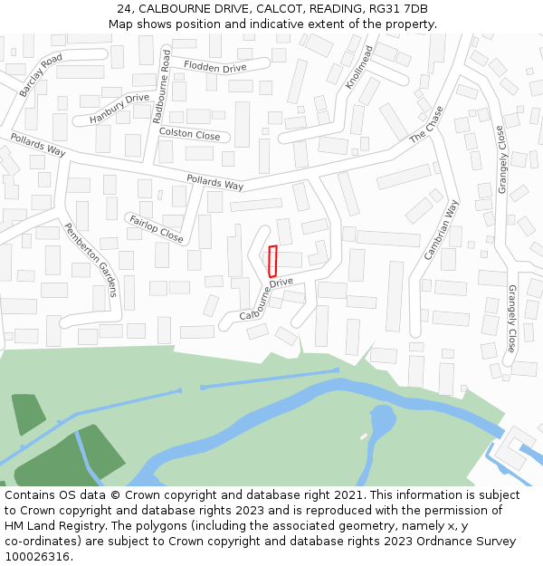 24, CALBOURNE DRIVE, CALCOT, READING, RG31 7DB: Location map and indicative extent of plot