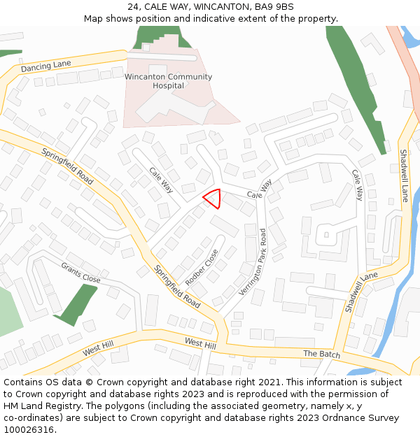 24, CALE WAY, WINCANTON, BA9 9BS: Location map and indicative extent of plot