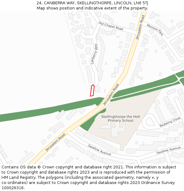 24, CANBERRA WAY, SKELLINGTHORPE, LINCOLN, LN6 5TJ: Location map and indicative extent of plot