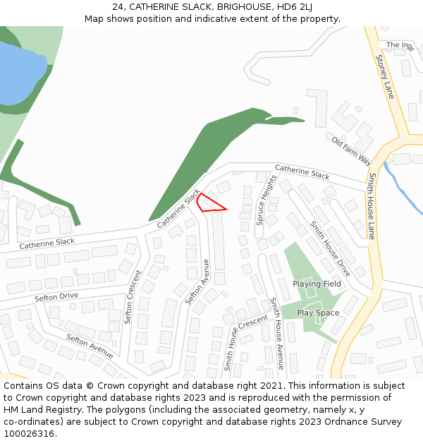 24, CATHERINE SLACK, BRIGHOUSE, HD6 2LJ: Location map and indicative extent of plot