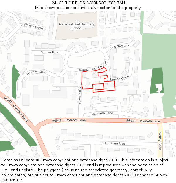 24, CELTIC FIELDS, WORKSOP, S81 7AH: Location map and indicative extent of plot