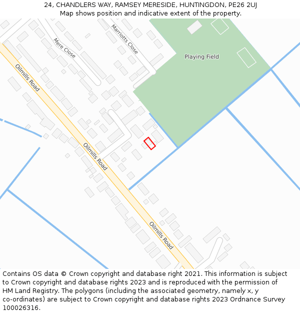 24, CHANDLERS WAY, RAMSEY MERESIDE, HUNTINGDON, PE26 2UJ: Location map and indicative extent of plot