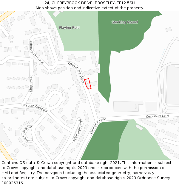 24, CHERRYBROOK DRIVE, BROSELEY, TF12 5SH: Location map and indicative extent of plot