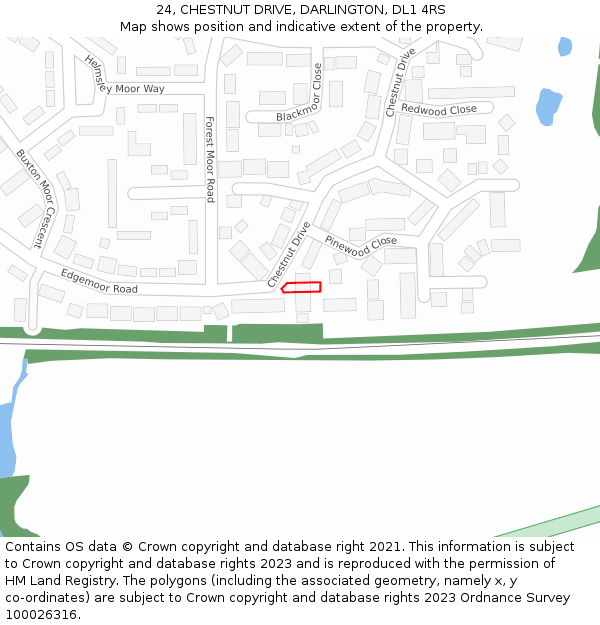 24, CHESTNUT DRIVE, DARLINGTON, DL1 4RS: Location map and indicative extent of plot
