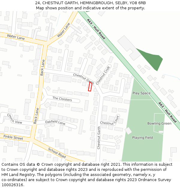 24, CHESTNUT GARTH, HEMINGBROUGH, SELBY, YO8 6RB: Location map and indicative extent of plot