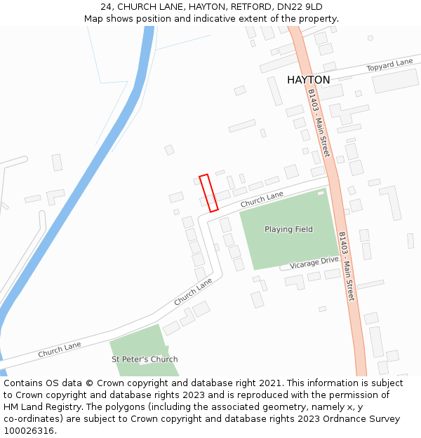 24, CHURCH LANE, HAYTON, RETFORD, DN22 9LD: Location map and indicative extent of plot