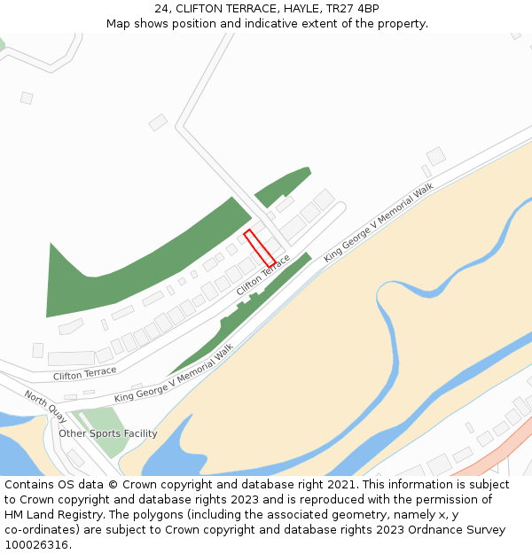 24, CLIFTON TERRACE, HAYLE, TR27 4BP: Location map and indicative extent of plot