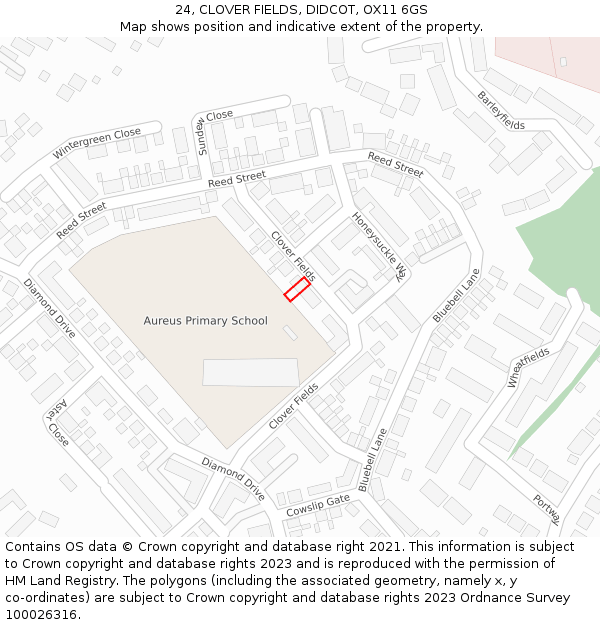 24, CLOVER FIELDS, DIDCOT, OX11 6GS: Location map and indicative extent of plot