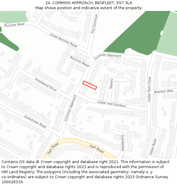 24, COMMON APPROACH, BENFLEET, SS7 3LA: Location map and indicative extent of plot