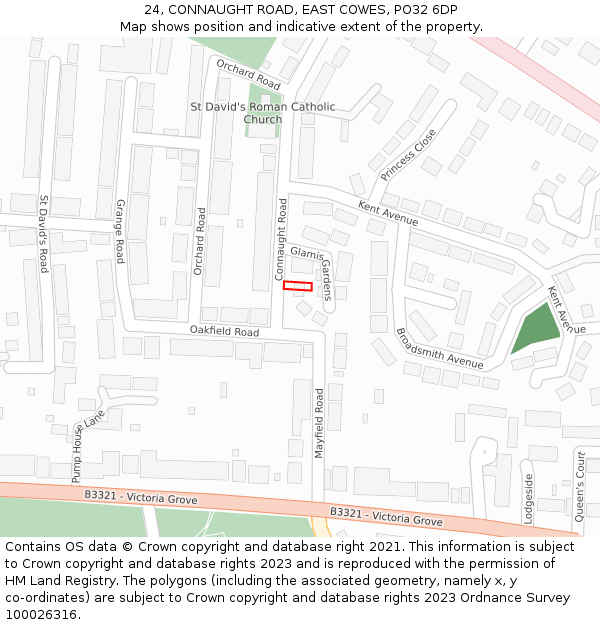 24, CONNAUGHT ROAD, EAST COWES, PO32 6DP: Location map and indicative extent of plot