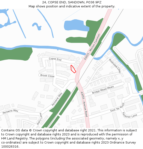 24, COPSE END, SANDOWN, PO36 9PZ: Location map and indicative extent of plot