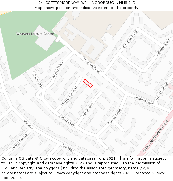 24, COTTESMORE WAY, WELLINGBOROUGH, NN8 3LD: Location map and indicative extent of plot