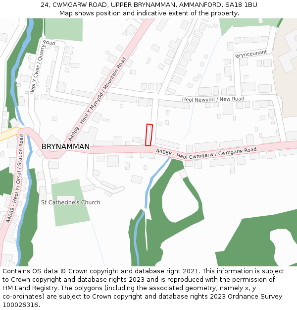 24, CWMGARW ROAD, UPPER BRYNAMMAN, AMMANFORD, SA18 1BU: Location map and indicative extent of plot
