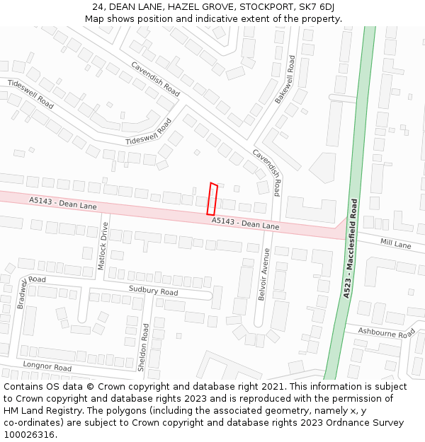 24, DEAN LANE, HAZEL GROVE, STOCKPORT, SK7 6DJ: Location map and indicative extent of plot