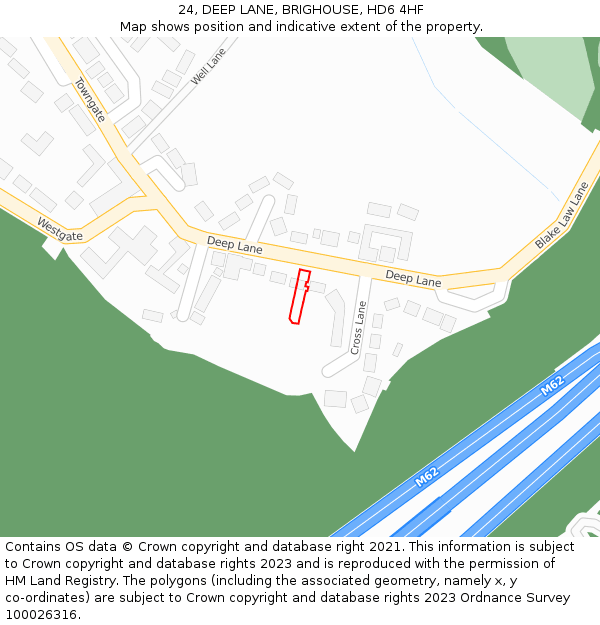 24, DEEP LANE, BRIGHOUSE, HD6 4HF: Location map and indicative extent of plot