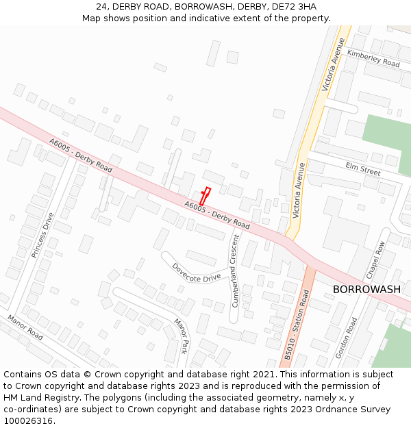 24, DERBY ROAD, BORROWASH, DERBY, DE72 3HA: Location map and indicative extent of plot