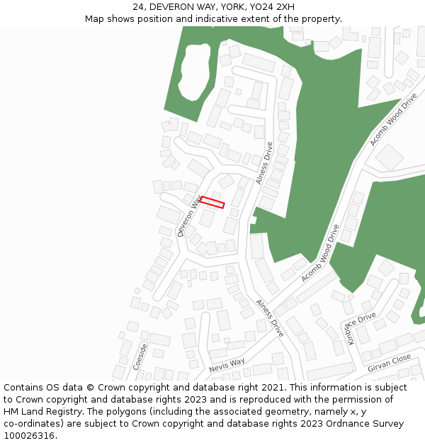 24, DEVERON WAY, YORK, YO24 2XH: Location map and indicative extent of plot