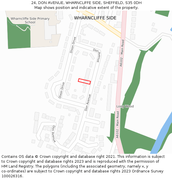 24, DON AVENUE, WHARNCLIFFE SIDE, SHEFFIELD, S35 0DH: Location map and indicative extent of plot