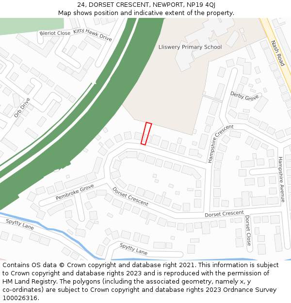 24, DORSET CRESCENT, NEWPORT, NP19 4QJ: Location map and indicative extent of plot