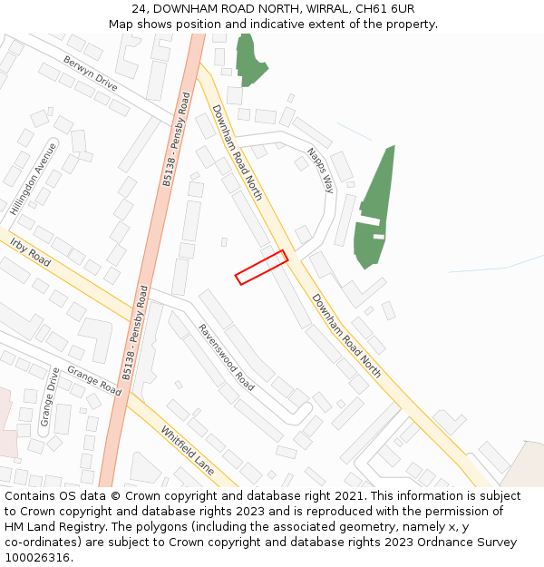 24, DOWNHAM ROAD NORTH, WIRRAL, CH61 6UR: Location map and indicative extent of plot