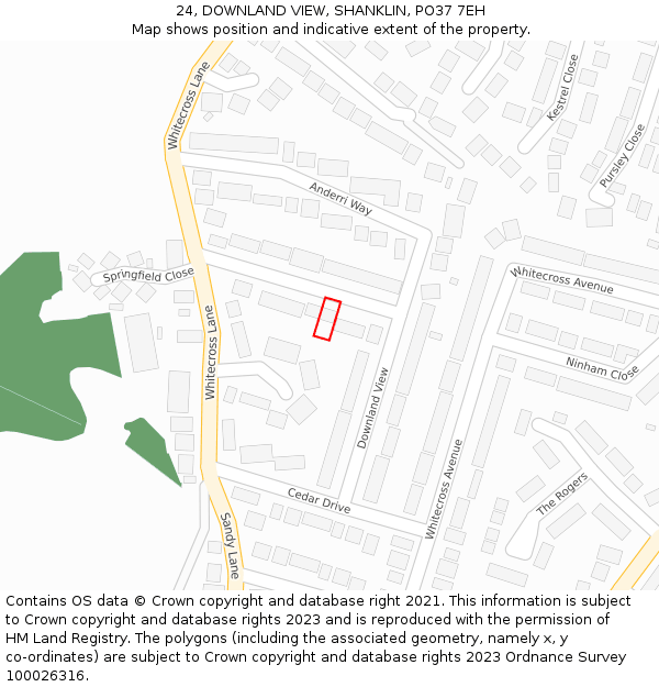 24, DOWNLAND VIEW, SHANKLIN, PO37 7EH: Location map and indicative extent of plot