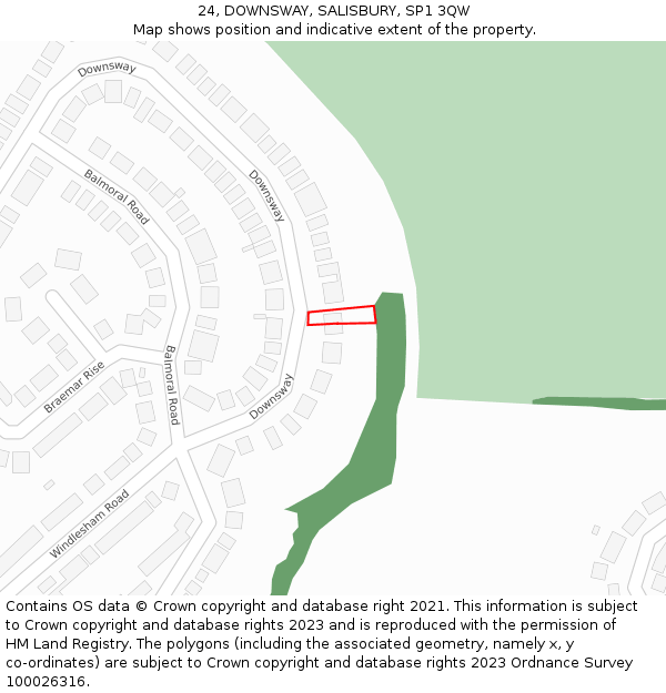 24, DOWNSWAY, SALISBURY, SP1 3QW: Location map and indicative extent of plot