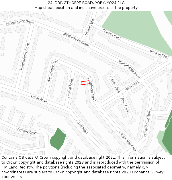 24, DRINGTHORPE ROAD, YORK, YO24 1LG: Location map and indicative extent of plot