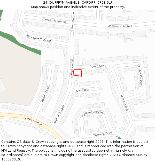 24, DUFFRYN AVENUE, CARDIFF, CF23 6LF: Location map and indicative extent of plot