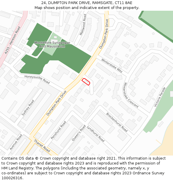 24, DUMPTON PARK DRIVE, RAMSGATE, CT11 8AE: Location map and indicative extent of plot