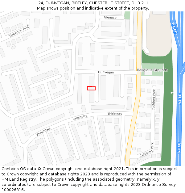 24, DUNVEGAN, BIRTLEY, CHESTER LE STREET, DH3 2JH: Location map and indicative extent of plot