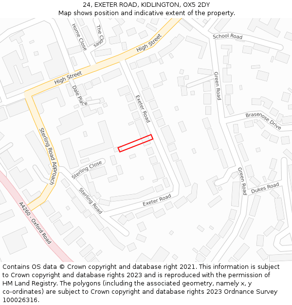 24, EXETER ROAD, KIDLINGTON, OX5 2DY: Location map and indicative extent of plot