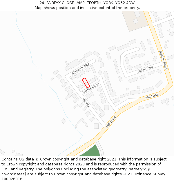 24, FAIRFAX CLOSE, AMPLEFORTH, YORK, YO62 4DW: Location map and indicative extent of plot