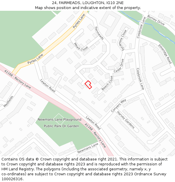 24, FAIRMEADS, LOUGHTON, IG10 2NE: Location map and indicative extent of plot