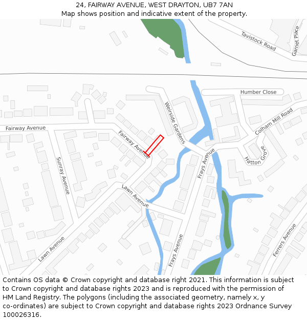 24, FAIRWAY AVENUE, WEST DRAYTON, UB7 7AN: Location map and indicative extent of plot