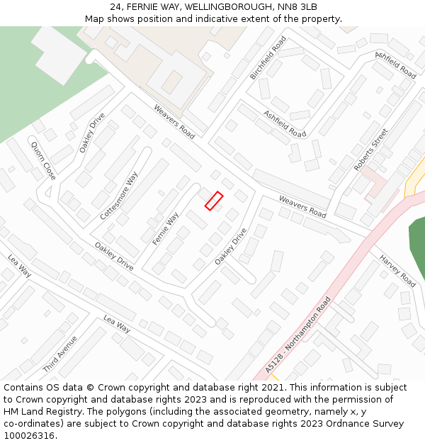 24, FERNIE WAY, WELLINGBOROUGH, NN8 3LB: Location map and indicative extent of plot