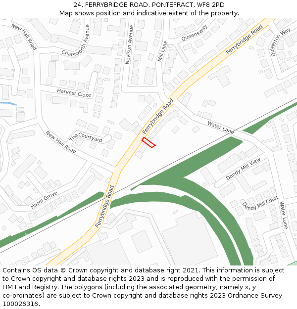 24, FERRYBRIDGE ROAD, PONTEFRACT, WF8 2PD: Location map and indicative extent of plot