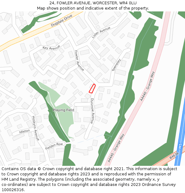 24, FOWLER AVENUE, WORCESTER, WR4 0LU: Location map and indicative extent of plot