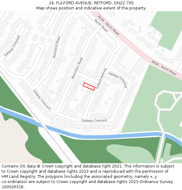 24, FULFORD AVENUE, RETFORD, DN22 7XS: Location map and indicative extent of plot