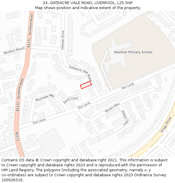 24, GATEACRE VALE ROAD, LIVERPOOL, L25 5NP: Location map and indicative extent of plot