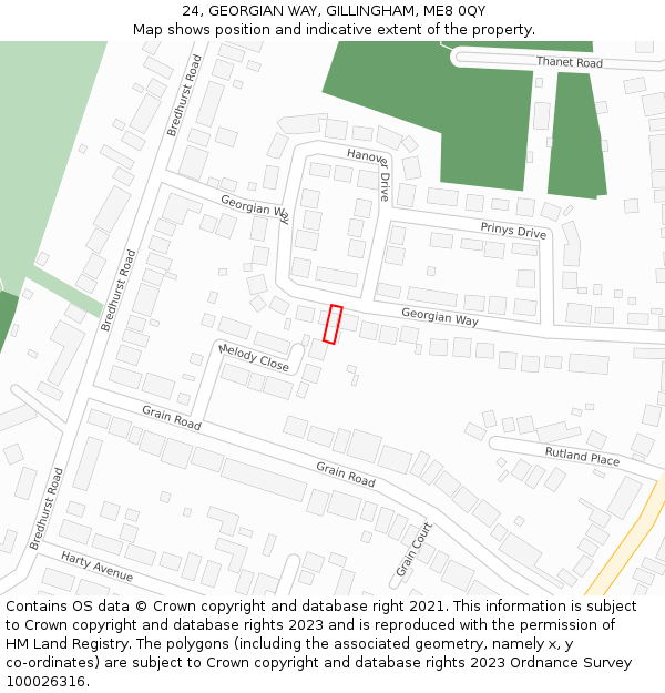 24, GEORGIAN WAY, GILLINGHAM, ME8 0QY: Location map and indicative extent of plot