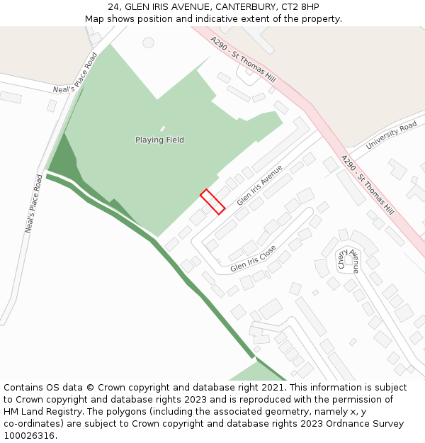 24, GLEN IRIS AVENUE, CANTERBURY, CT2 8HP: Location map and indicative extent of plot