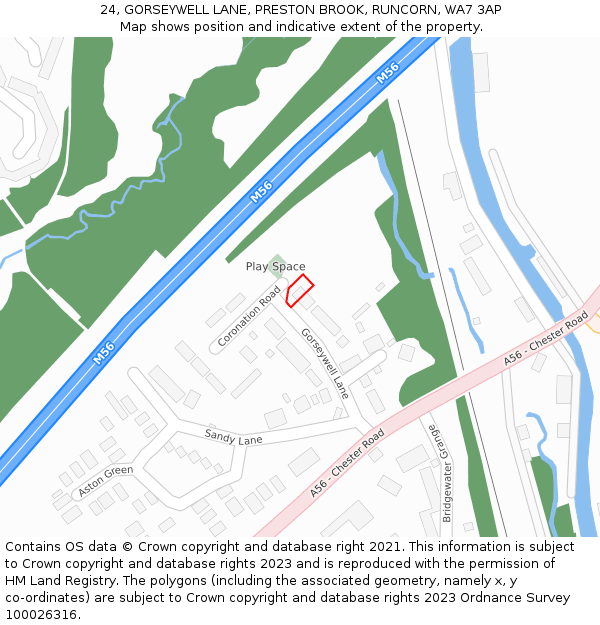 24, GORSEYWELL LANE, PRESTON BROOK, RUNCORN, WA7 3AP: Location map and indicative extent of plot