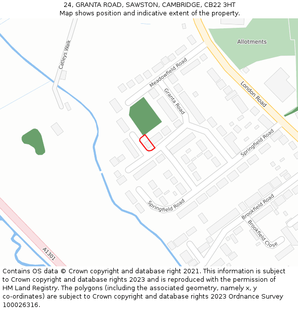 24, GRANTA ROAD, SAWSTON, CAMBRIDGE, CB22 3HT: Location map and indicative extent of plot