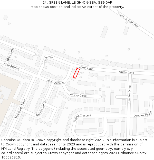 24, GREEN LANE, LEIGH-ON-SEA, SS9 5AP: Location map and indicative extent of plot