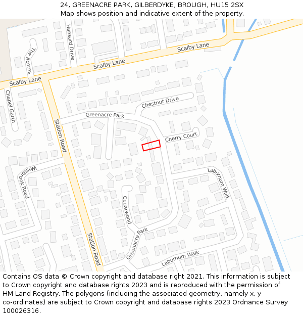 24, GREENACRE PARK, GILBERDYKE, BROUGH, HU15 2SX: Location map and indicative extent of plot