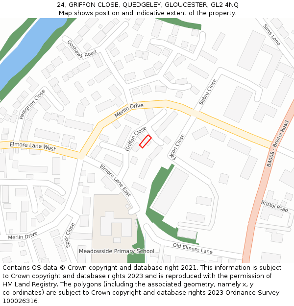 24, GRIFFON CLOSE, QUEDGELEY, GLOUCESTER, GL2 4NQ: Location map and indicative extent of plot
