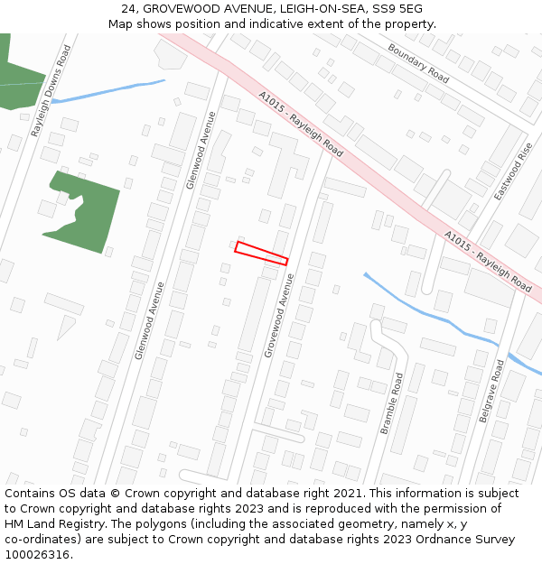 24, GROVEWOOD AVENUE, LEIGH-ON-SEA, SS9 5EG: Location map and indicative extent of plot