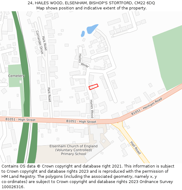 24, HAILES WOOD, ELSENHAM, BISHOP'S STORTFORD, CM22 6DQ: Location map and indicative extent of plot